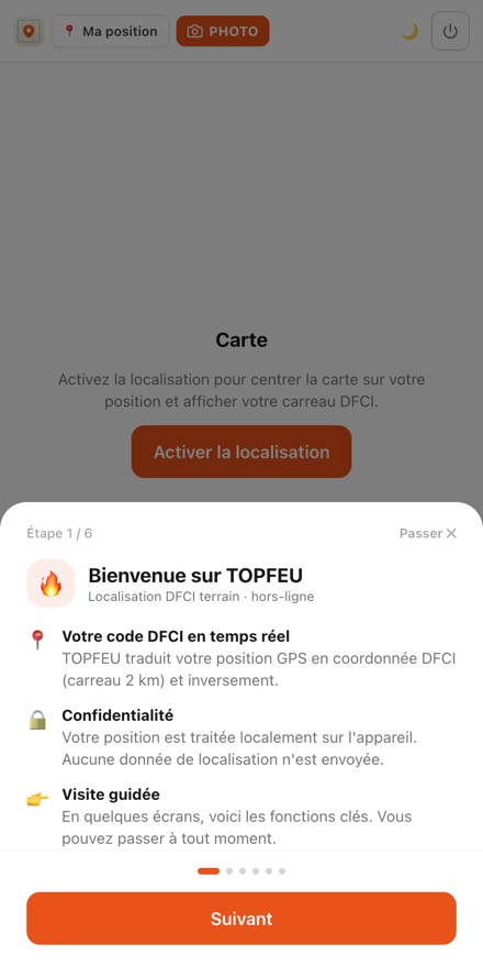 Écran d'activation de la localisation