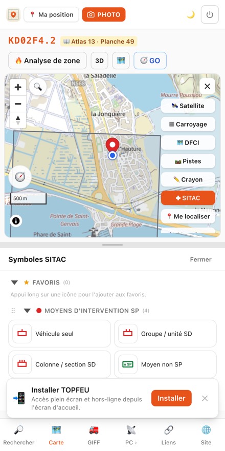 Palette des symboles SITAC